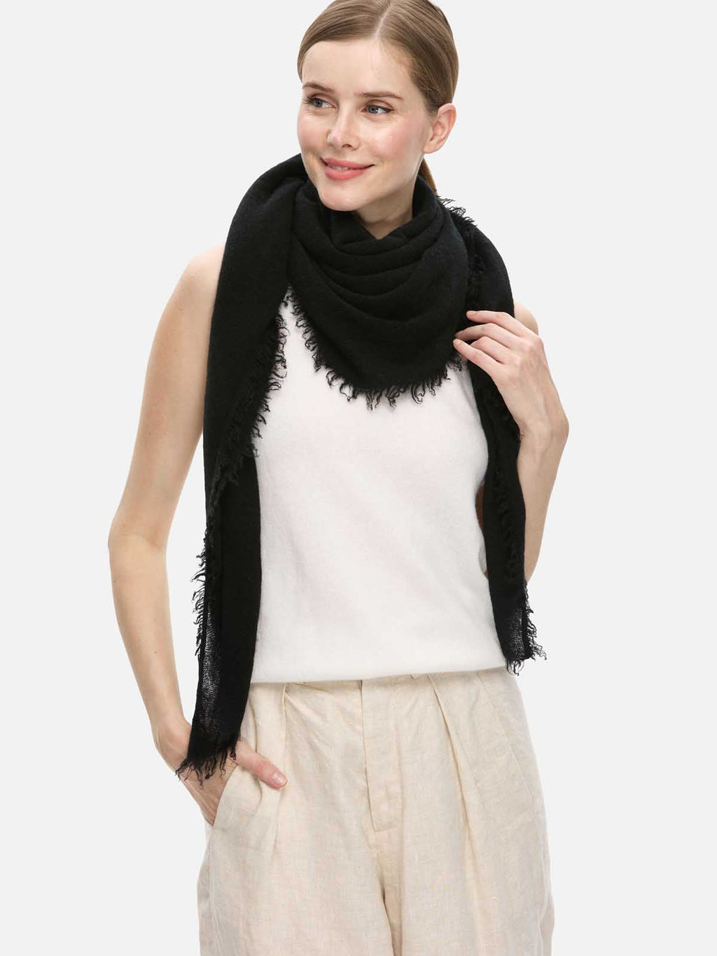 Black CloudPuff Cashmere Scarf