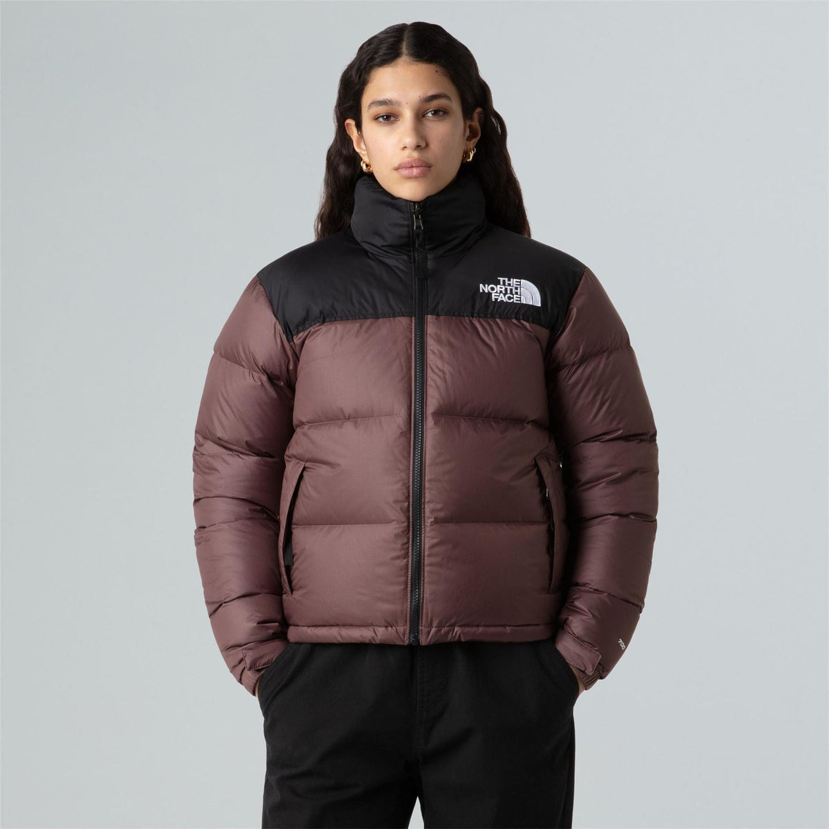 North Face Womens 1996 Retro Nuptse Water Resistant Goose Down Short Puffer Jacket