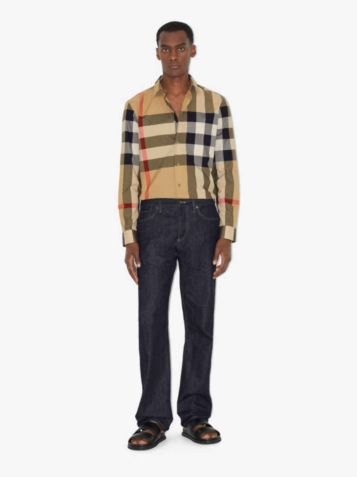 BURBERRY Slim Fit Check Cotton Shirt Archive Beige