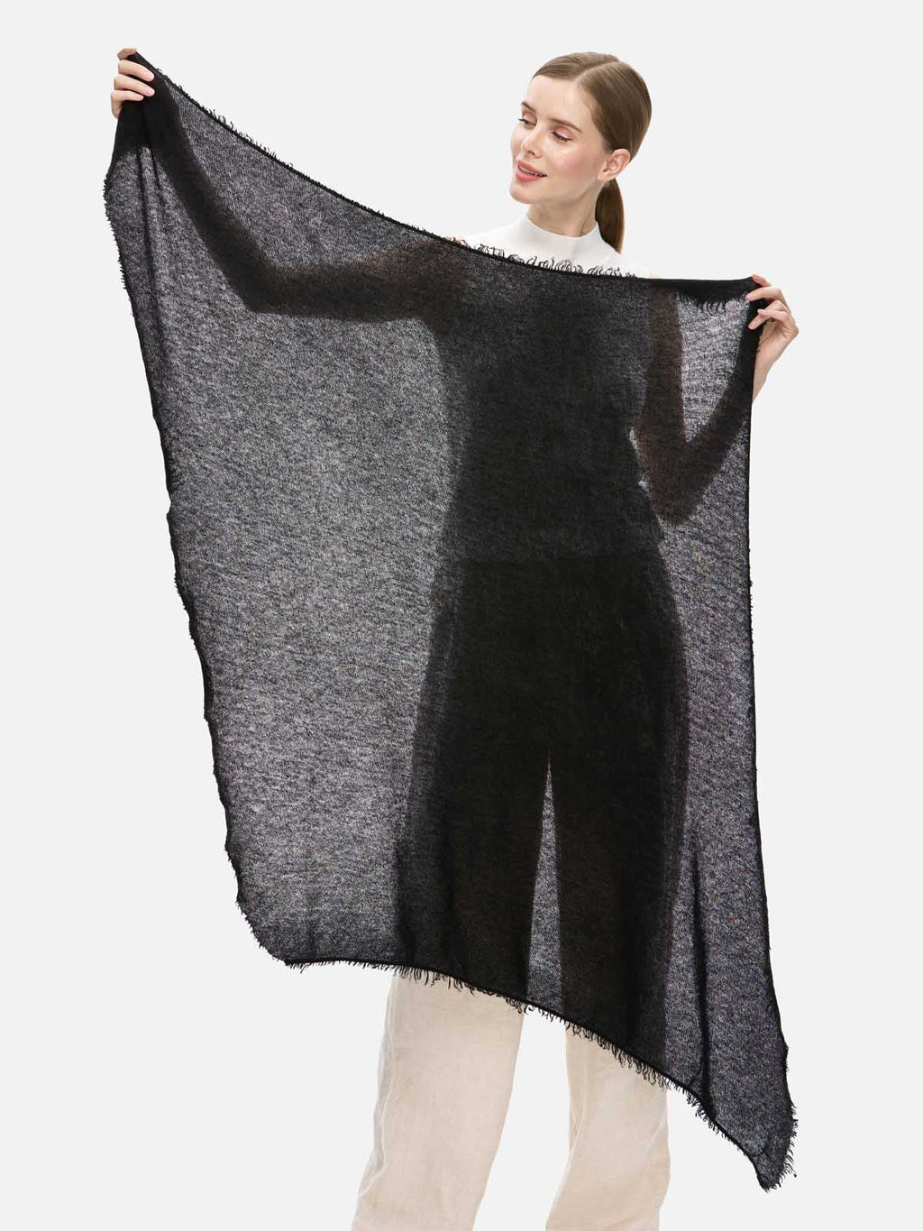 Black CloudPuff Cashmere Scarf