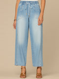 "Ab"leisure Skyrise Drawstring Double Pocket Petite Barely Barrel Jean