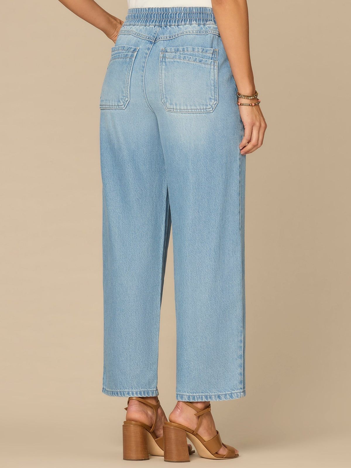 "Ab"leisure Skyrise Drawstring Waist Double Pocket Barely Barrel Jeans