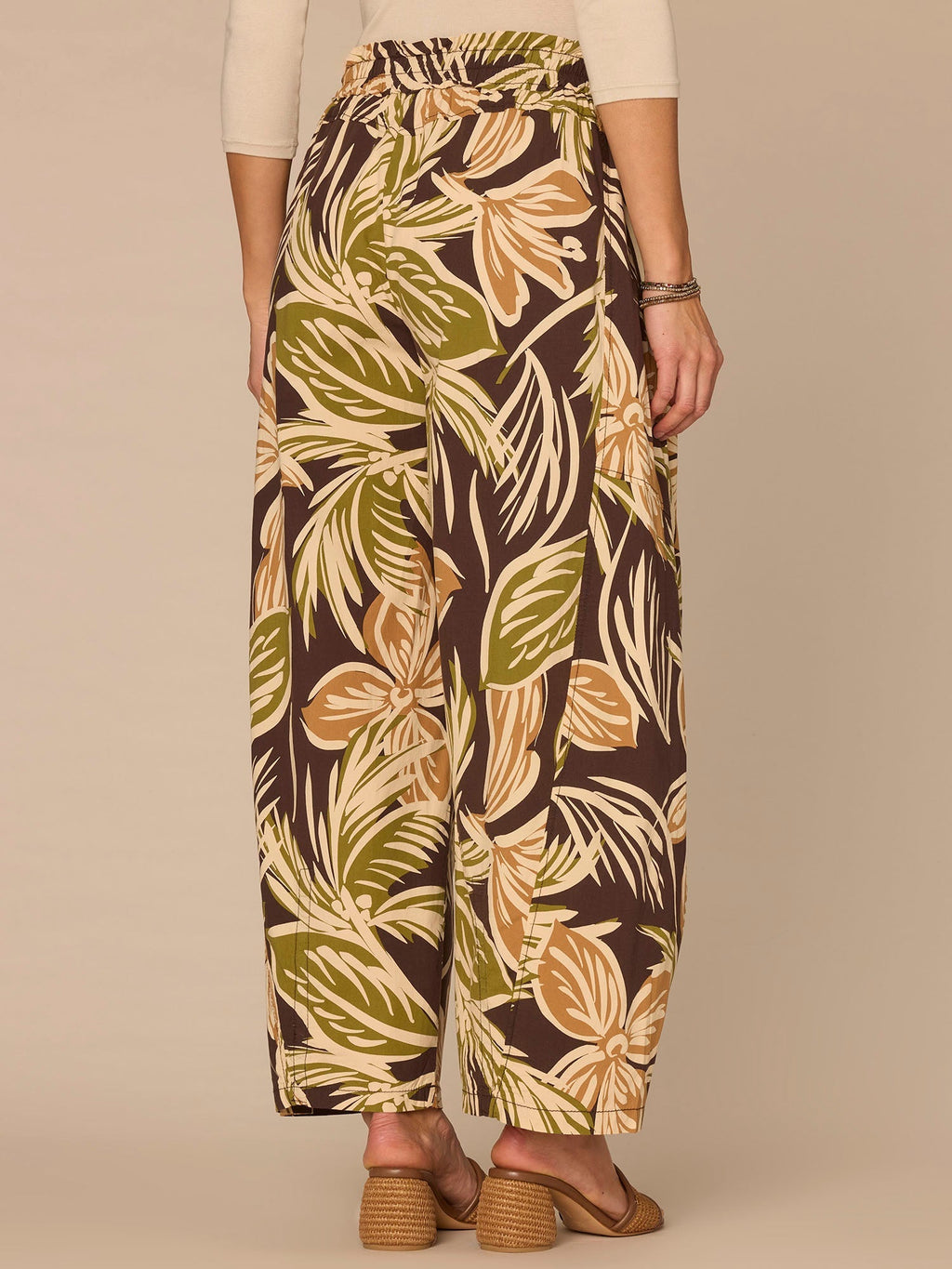 "Ab"leisure Skyrise Printed Snap Hem Glider Relaxed Straight Leg Pants