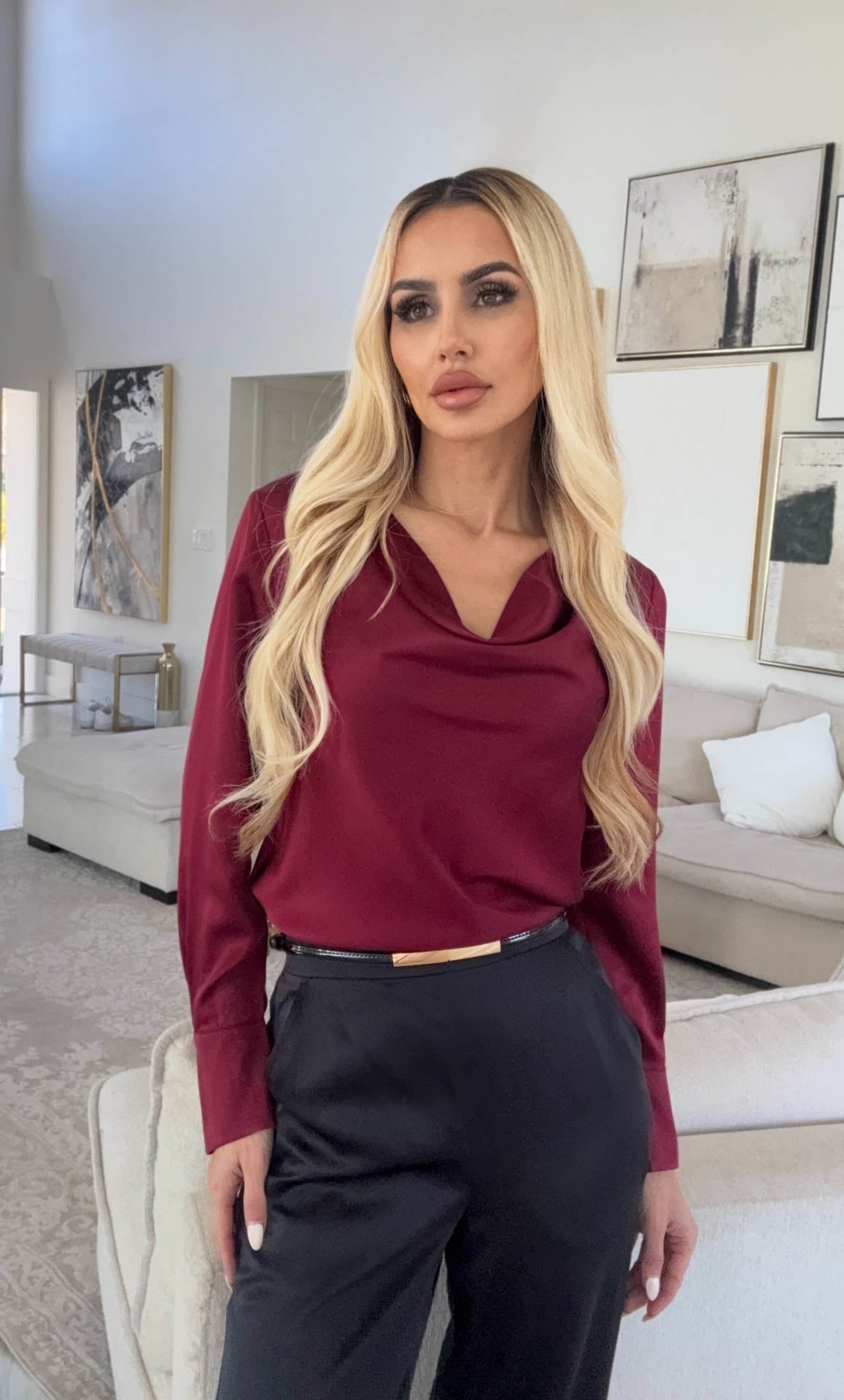 Claudia Silk Cowl Neck Blouse