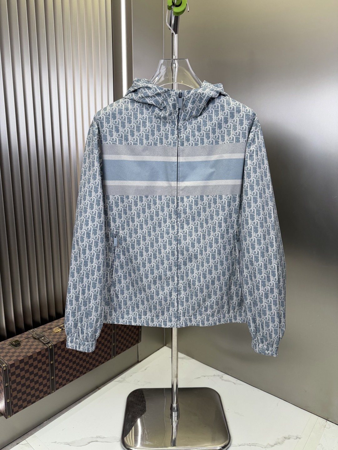 Dior Hooded Monogram Stripe Jacket