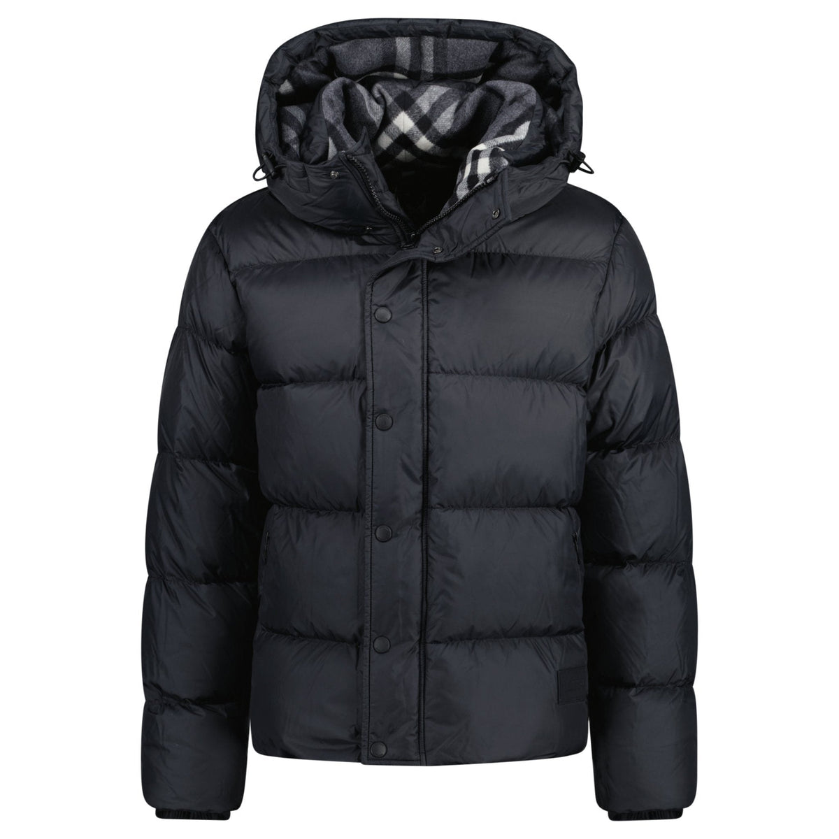 Burberry 'Halsby' Hooded Check Down Jacket Black